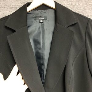 NWT Le bos 18 W black short jacket large lapel rolled three-quarter sleeves,